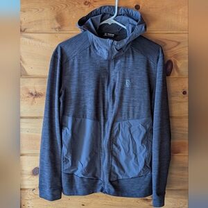 Salomon Mens Running Jacket With Hood And Two Side Pockets Dark Grey/Charcoal